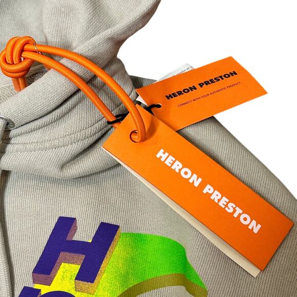 Heron Preston NWT RARE Global Collage Grey Cotton Graphic Hoodie Medium Unisex - Picture 3 of 16